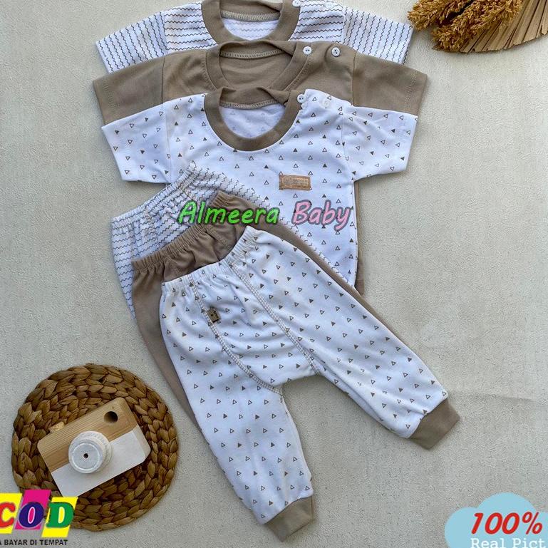 HARGA SPESIAL Isi 6 PCS 3 Baju 3 Celana Setelan Bayi Lengan Pendek Celana Pempers Panjang Ukuran S M