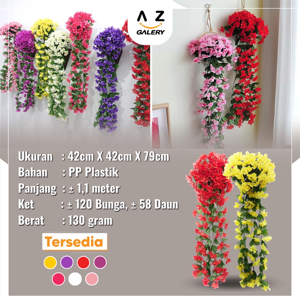 Bunga Juntai Hias Plastik Gantung Rambat Hiasan Dinding Rumah Artificial Flower Import Hanging Azgalery PBP94