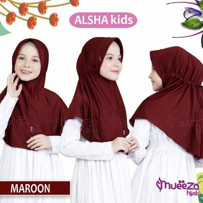 Kerudung Anak SD Instan Serut / Jilbab Bergo Anak Alsha M By Mueeza