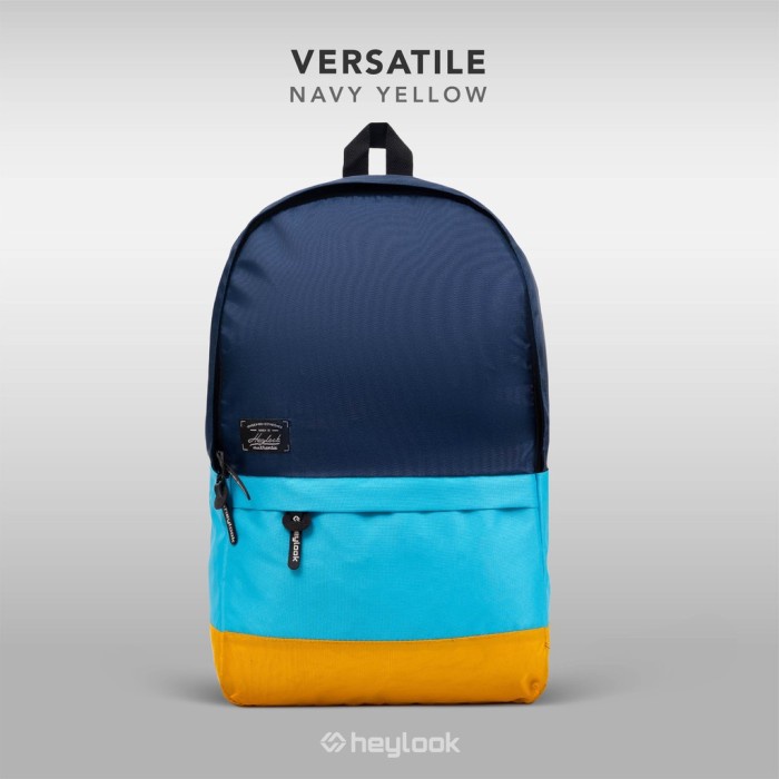 Tas Ransel Pria COD - Tas Ransel Laptop Backpack Multifungsi Premium Pria Wanita E12 - NAVY YELLOW(Q