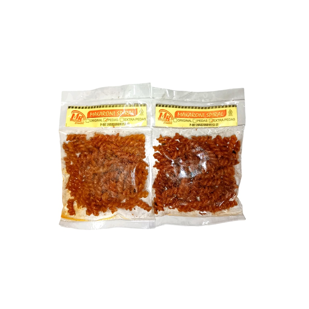 

Makaroni Uril / Spiral / Kriwil Pedas Gurih Daun Jeruk 50gr | Mister Bantet Snackpro