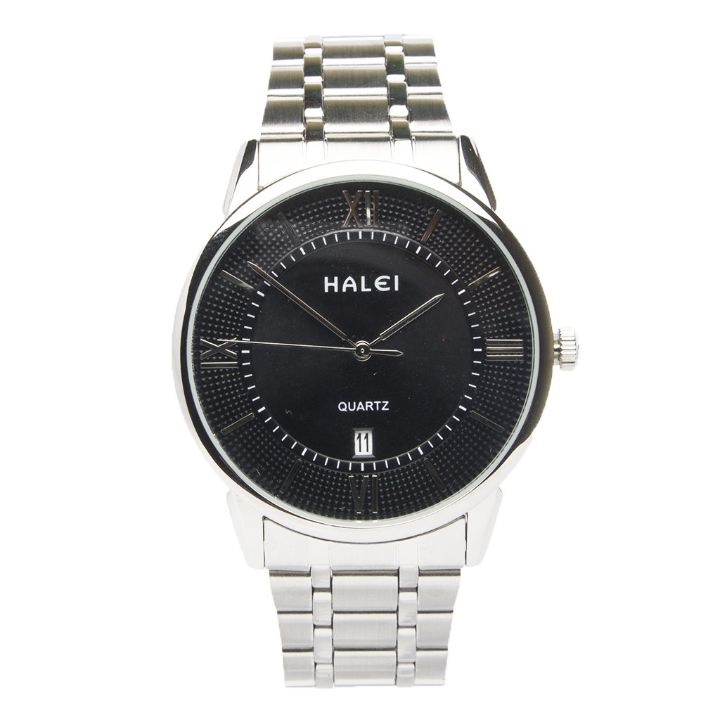 Halei Jam Tangan Pria Analog Kasual Formal Haleiwatch 566 M Silver Stainless Anti Karat Garansi Water Resist Original