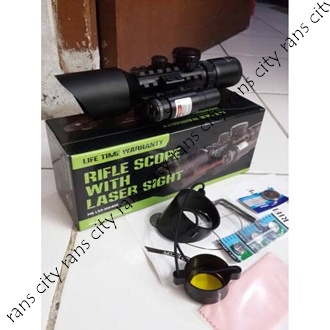 TELESCOPE TELESKOP RIFLE SCOPE PLUS LASER SCOPE ACCURATE M9 LS 3-10X42 E