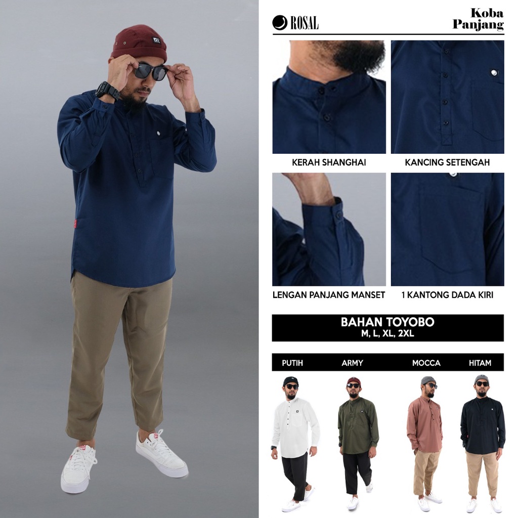 Koba Panjang ROSAL Baju Koko Basic Lengan Panjang Pria Dewasa