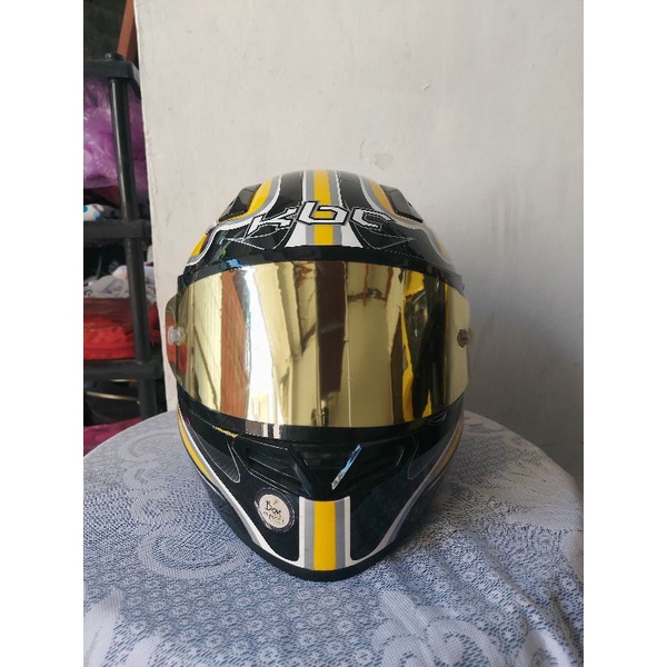 Helm Fullface Flat Visor KBC V Euro Kuning Hitam