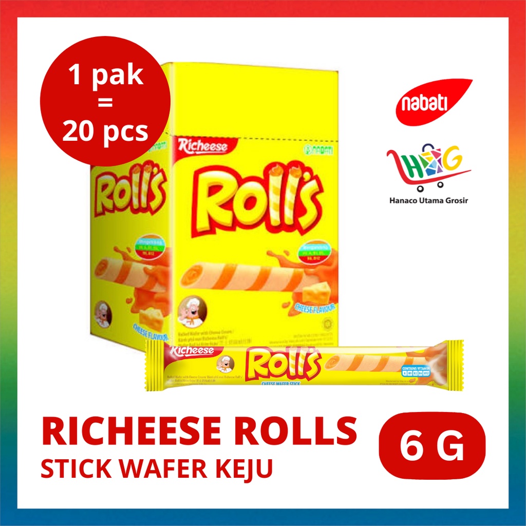 Nabati Richeese Rolls Wafer Keju 20 x 6 gr [ 1 BOX ]