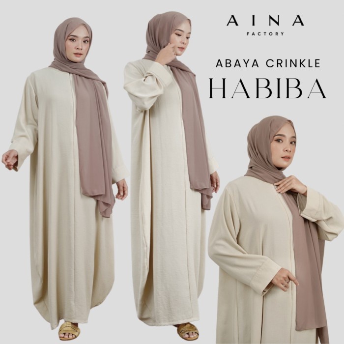Gamis Abaya habiba crinkle / gamis crinkle polos / abaya kaftan basic turkey(E2G9) Gamis Abaya Turki