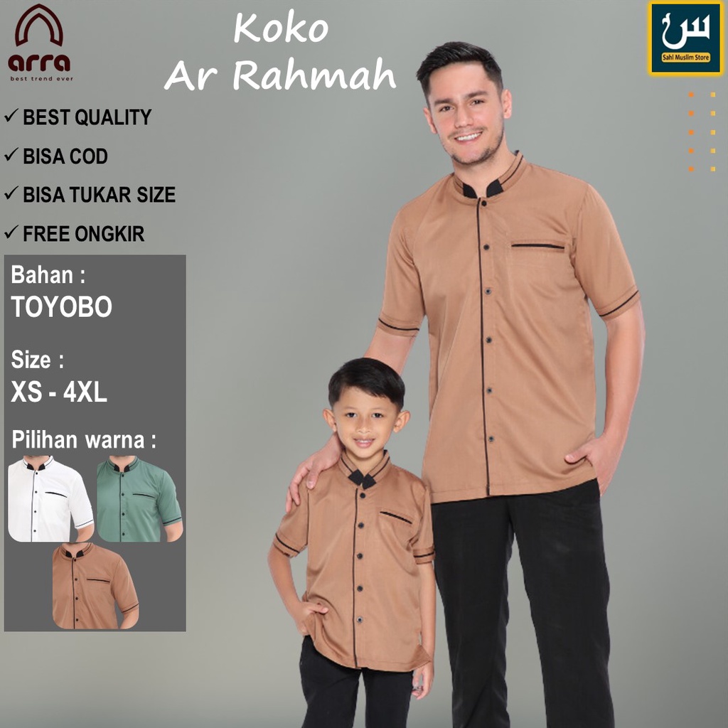 Ar Rahmah Baju Lebaran Kemeja Koko Kemko Couple Muslim Pria Ayah Dan Anak Remaja Laki Laki Dewasa Ju