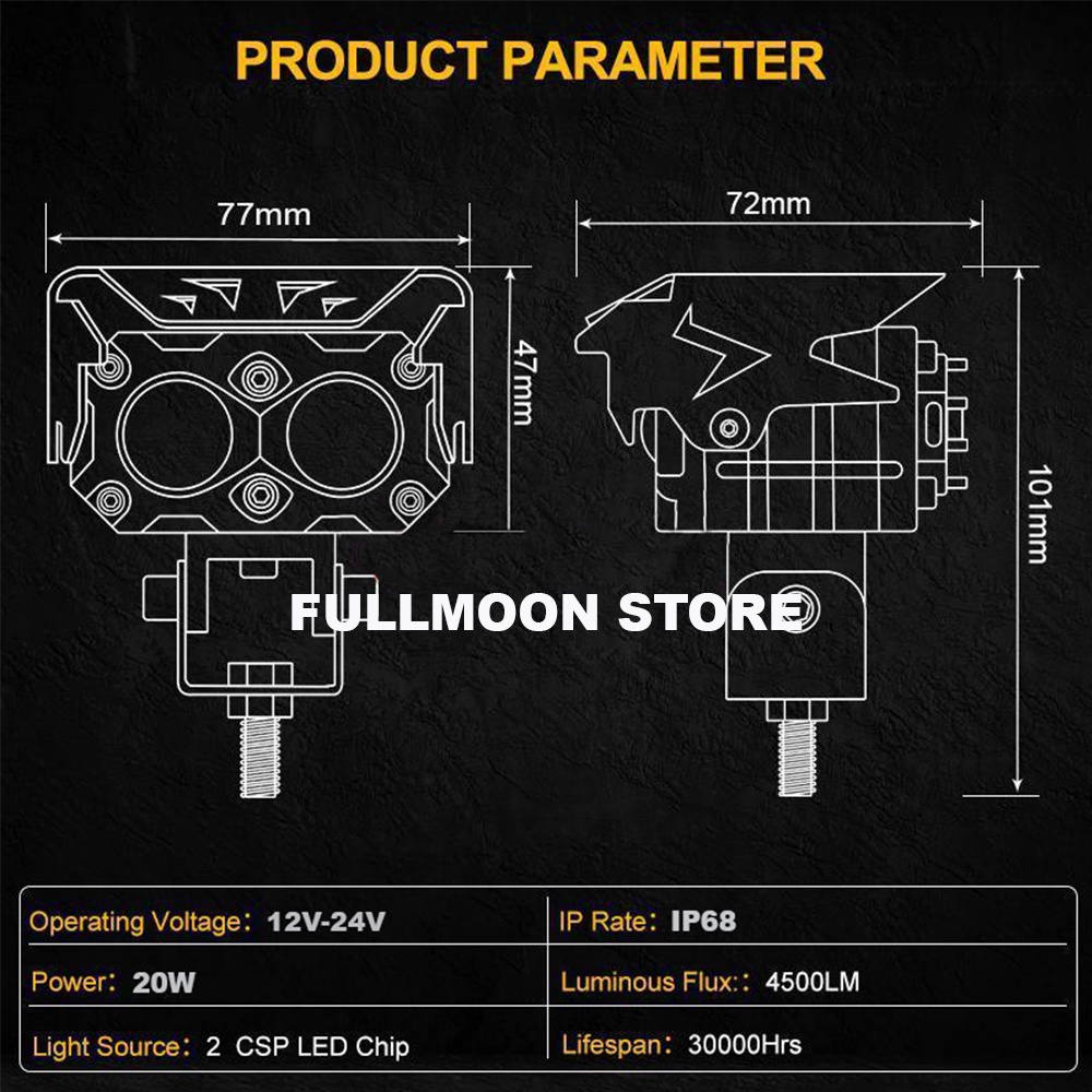 Lampu Sorot Motor Lensa Proyektor Led Warna Kuning Putih Lampu Sorot SQL 2 Mata Warna Kuning Putih