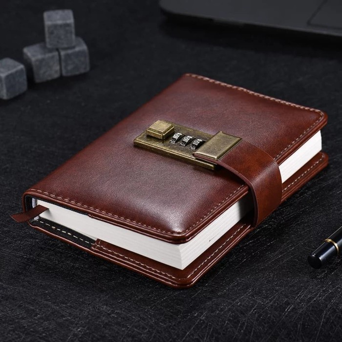 

Terlaris Vintage A7 Pocket Journal Planner Agenda Diary Book With Password Lock