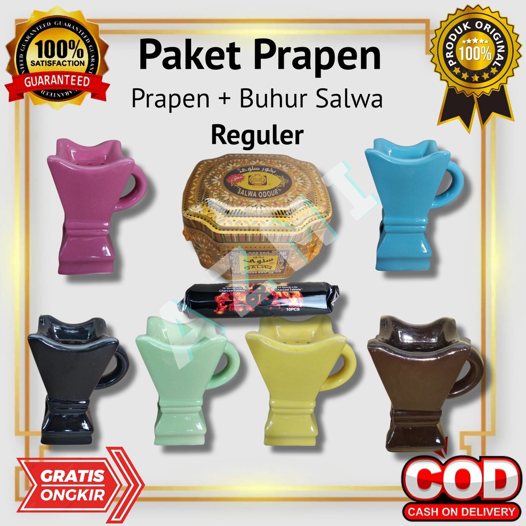Paket Murah Prapen Keramik + Buhur Salwa Odour + Arang Briket | Bisa Pilih Motif Dan Warna
