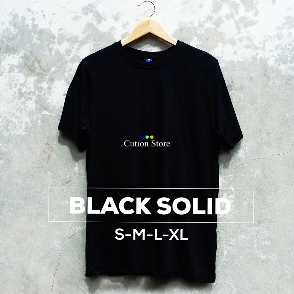 KAOS POLOS PRIA WANITA COTTON COMBED 30s WARNA BLACK SOLID | BAJU POLOS HITAM