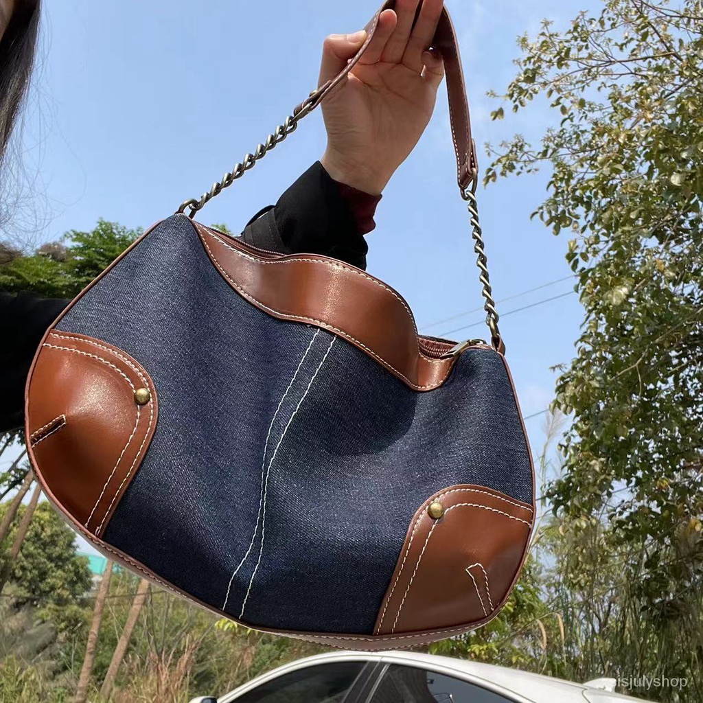 [✅BISA COD] #Sisjuly# Tas ketiak denim vintage baru wanita tas bahu wanita