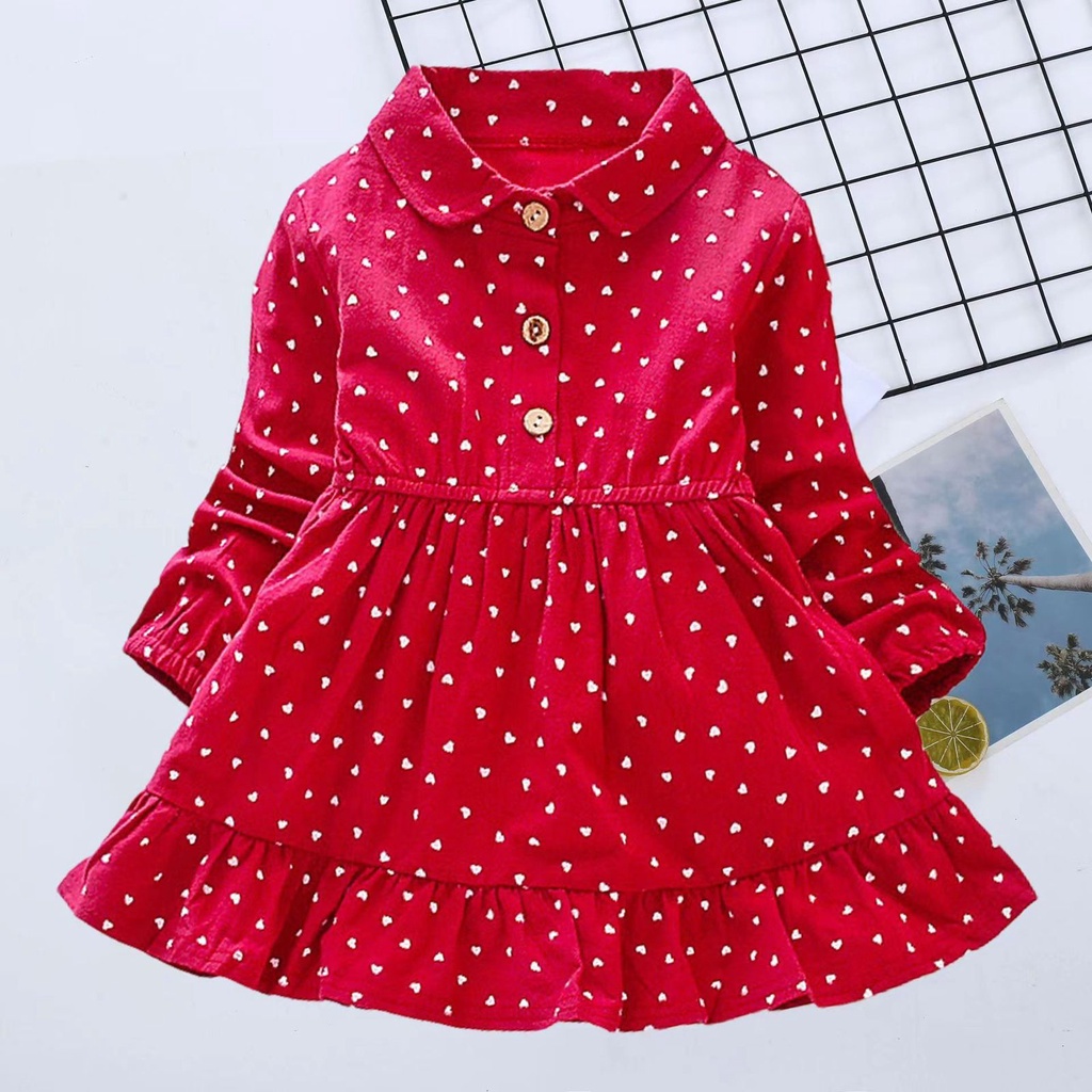 (LOLI-JKT) BD-408 DRESS ANAK CEWEK MODEL DOTLOVE BAGUS SIZE M-5XL