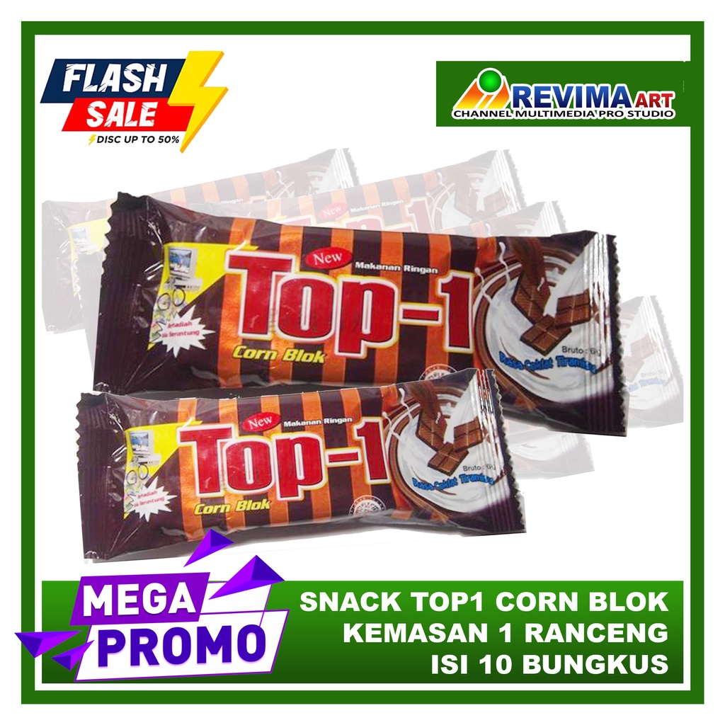 

Snack Ciki TOP-1 Corn Blok BERHADIAH Kemasan 1 Pack isi 10 Bungkus