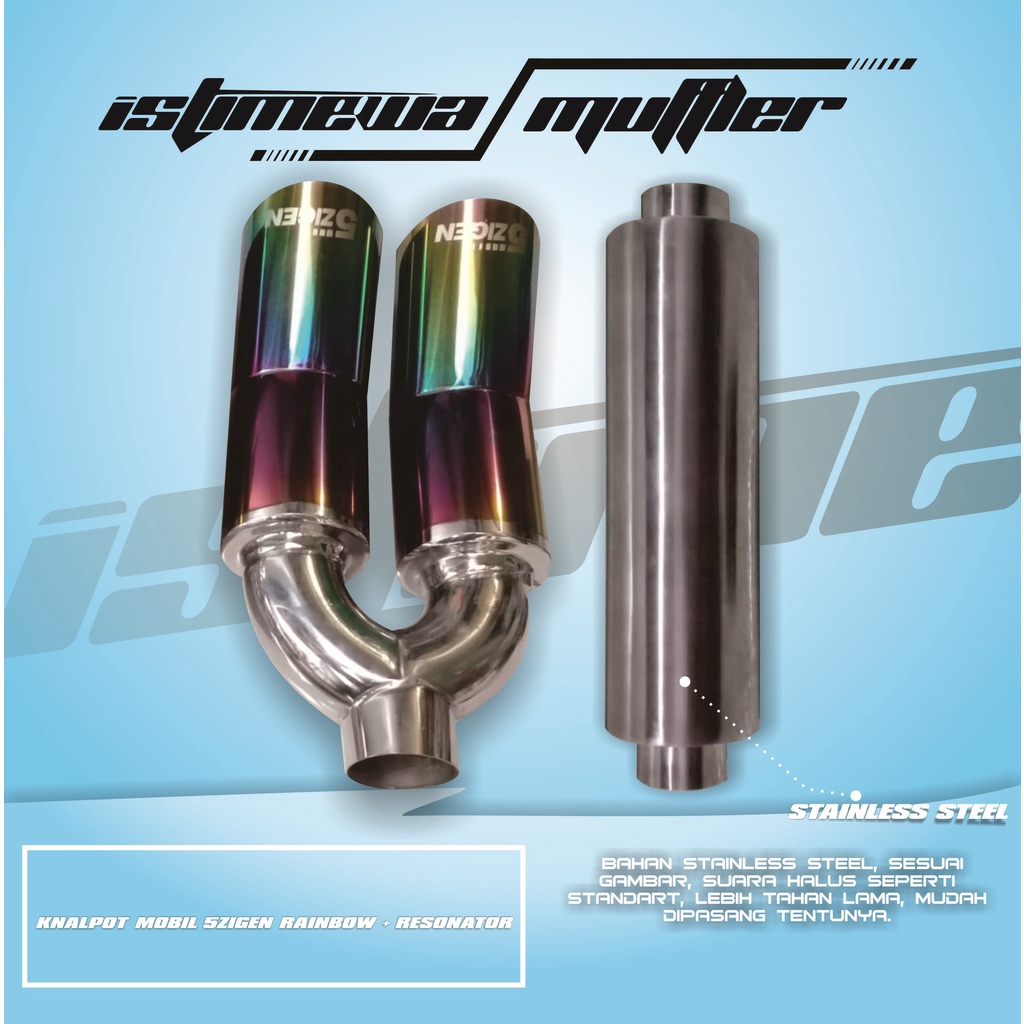 Paket Knalpot Mobil 5Zigen Rainbow + Resonator power M/T.