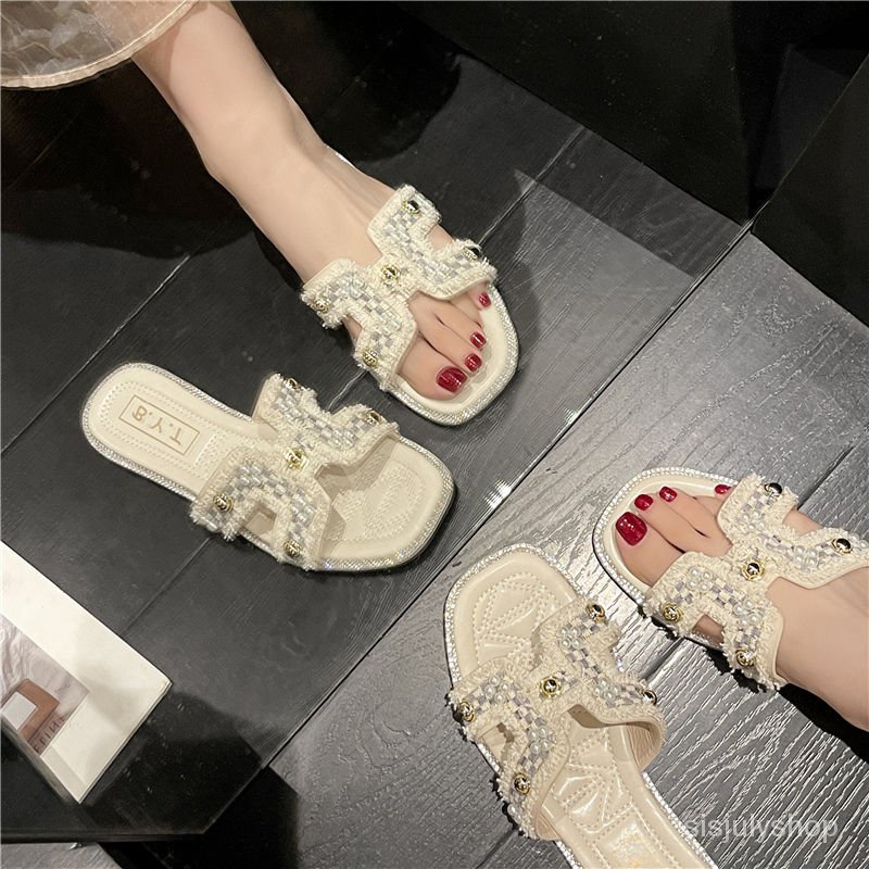 [✅BISA COD] #Sisjuly# Di luar memakai sandal wanita 2023 sepatu datar mode baru sepatu datar kata sa