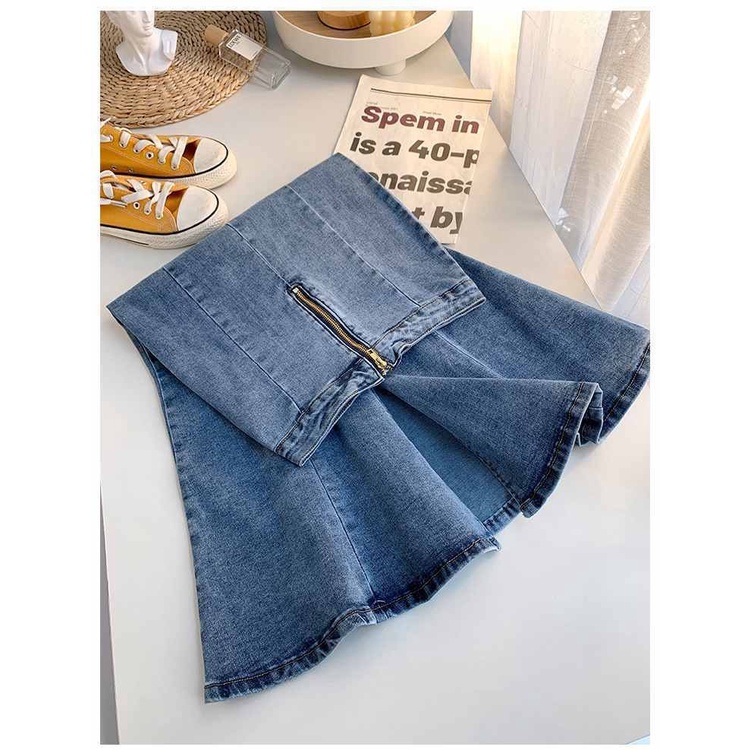 Rok jeans panjang wanita rok sobek fashion korean style wanita rok belah samping cewek seksi ootd kekinian