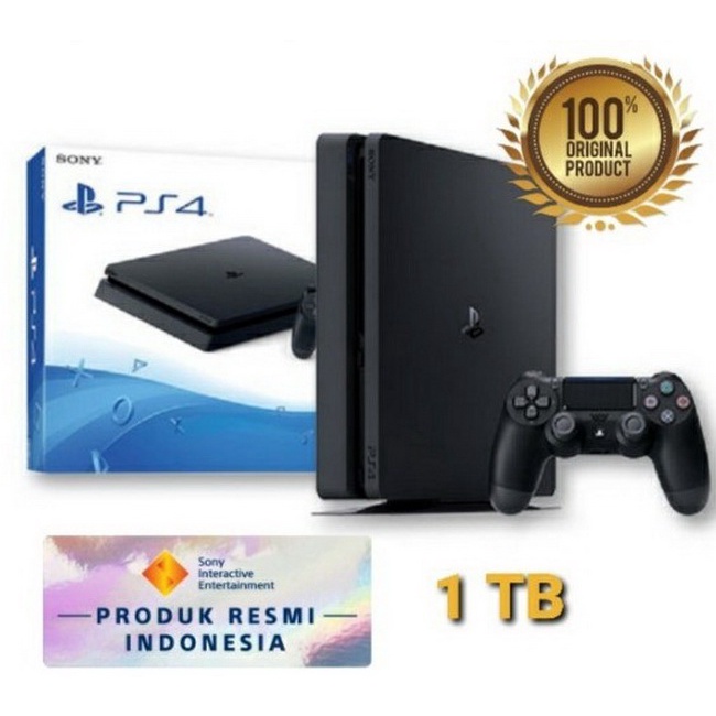 GARANSI RESMI Console Sony Playstation 4 Slim 1TB 1x Dualshock PS4