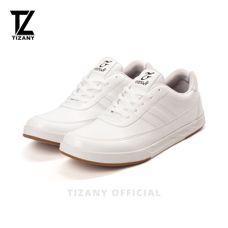 TIZANY  Sepatu Sneakers Pria Casual Full White T 2024