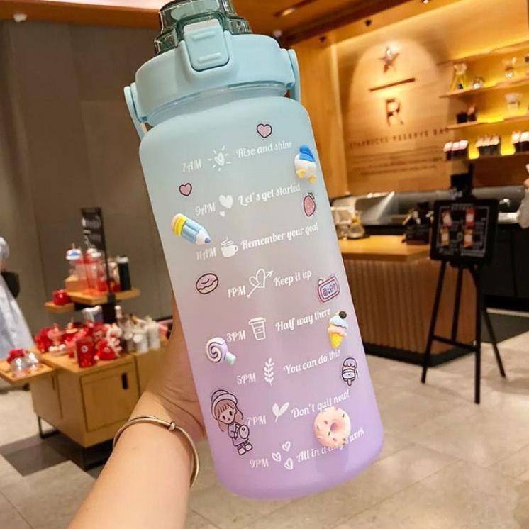 ➸ Botol Minum 2 Liter Botol Minum Viral Botol Pelangi Botol Minum Motivasi ☜