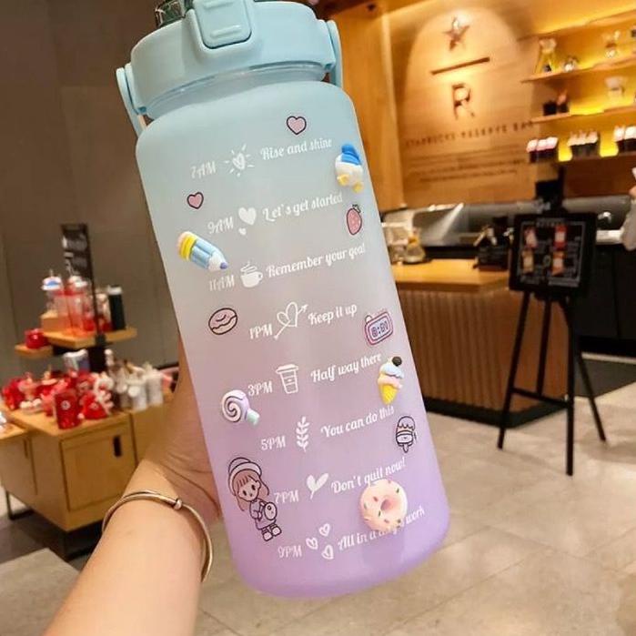 ▲ Botol Minum 2 Liter Botol Minum Viral Botol Pelangi Botol Minum Motivasi ★