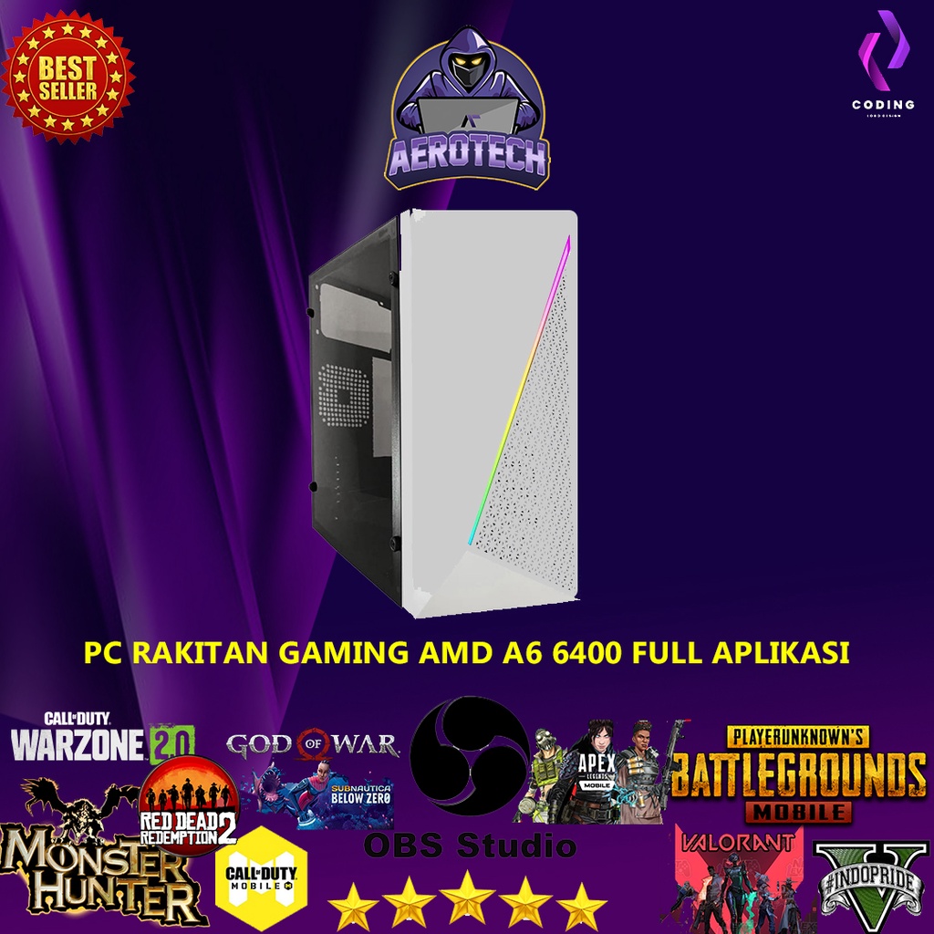 PC RAKITAN AMD A6 6400 RAM 16 GB SSD 120 GB HDD 500 GB UNTUK GAME EDITING DESAIN SIAP PAKAI TERMURAH