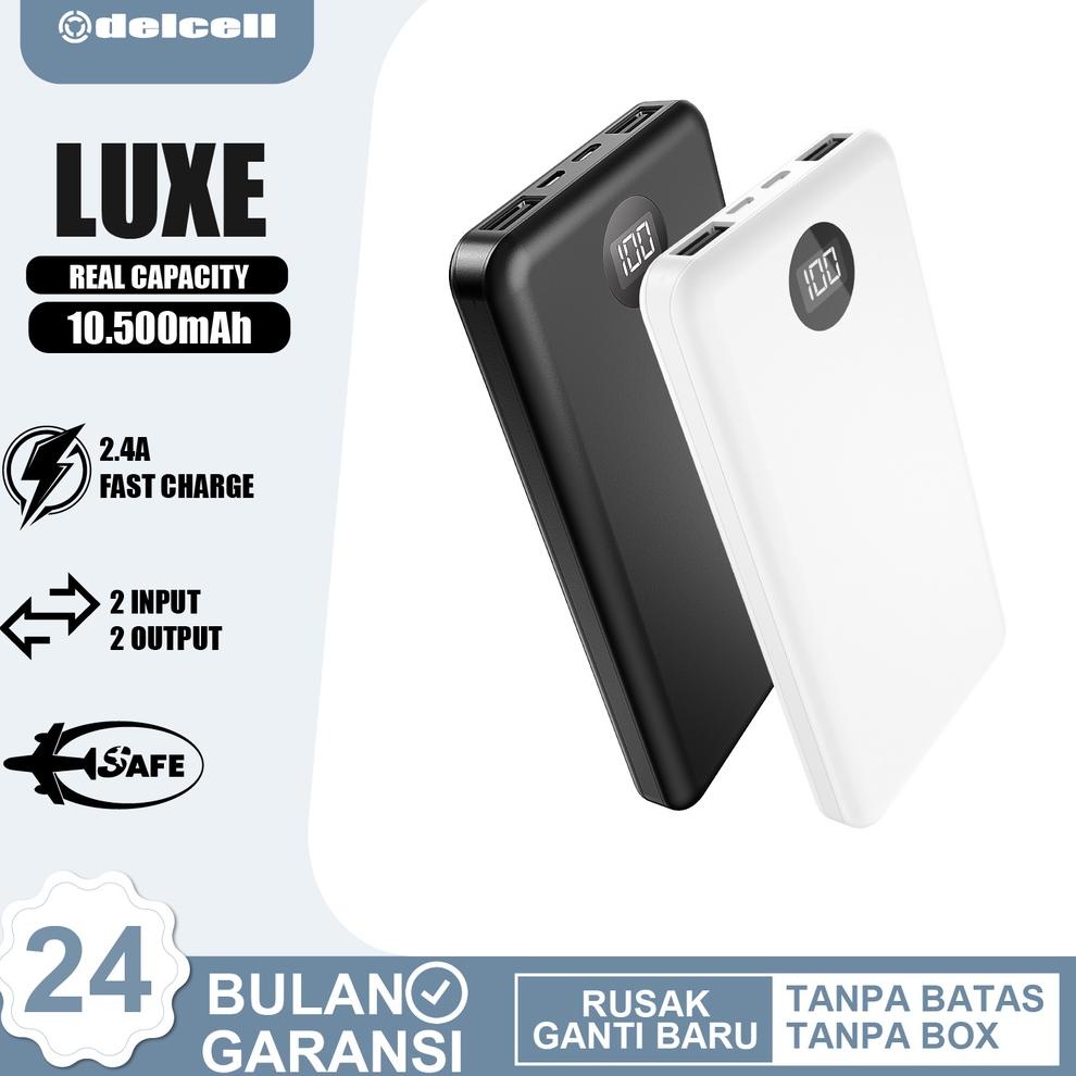 1.1 FLASH SALE Delcell Luxe Powerbank 10.000mAh Digital Display Slim 2 Port USB Fast Charge Real Cap