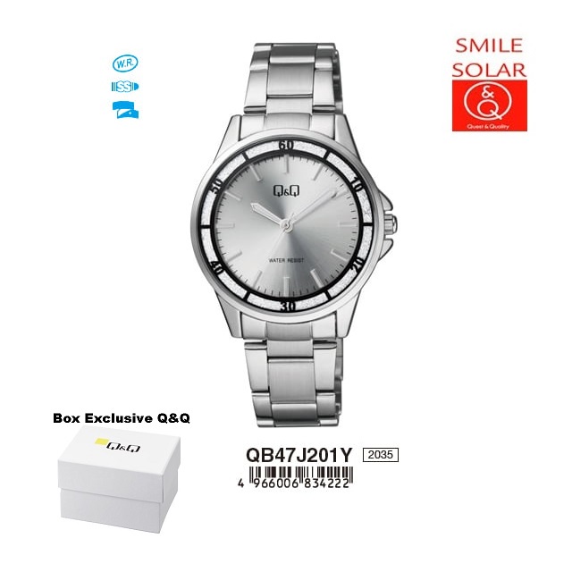 Jam Tangan Wanita Casual Business Rantai Stainless Steel Analog Original Q&amp;Q QnQ QQ QB47 QB47J Series