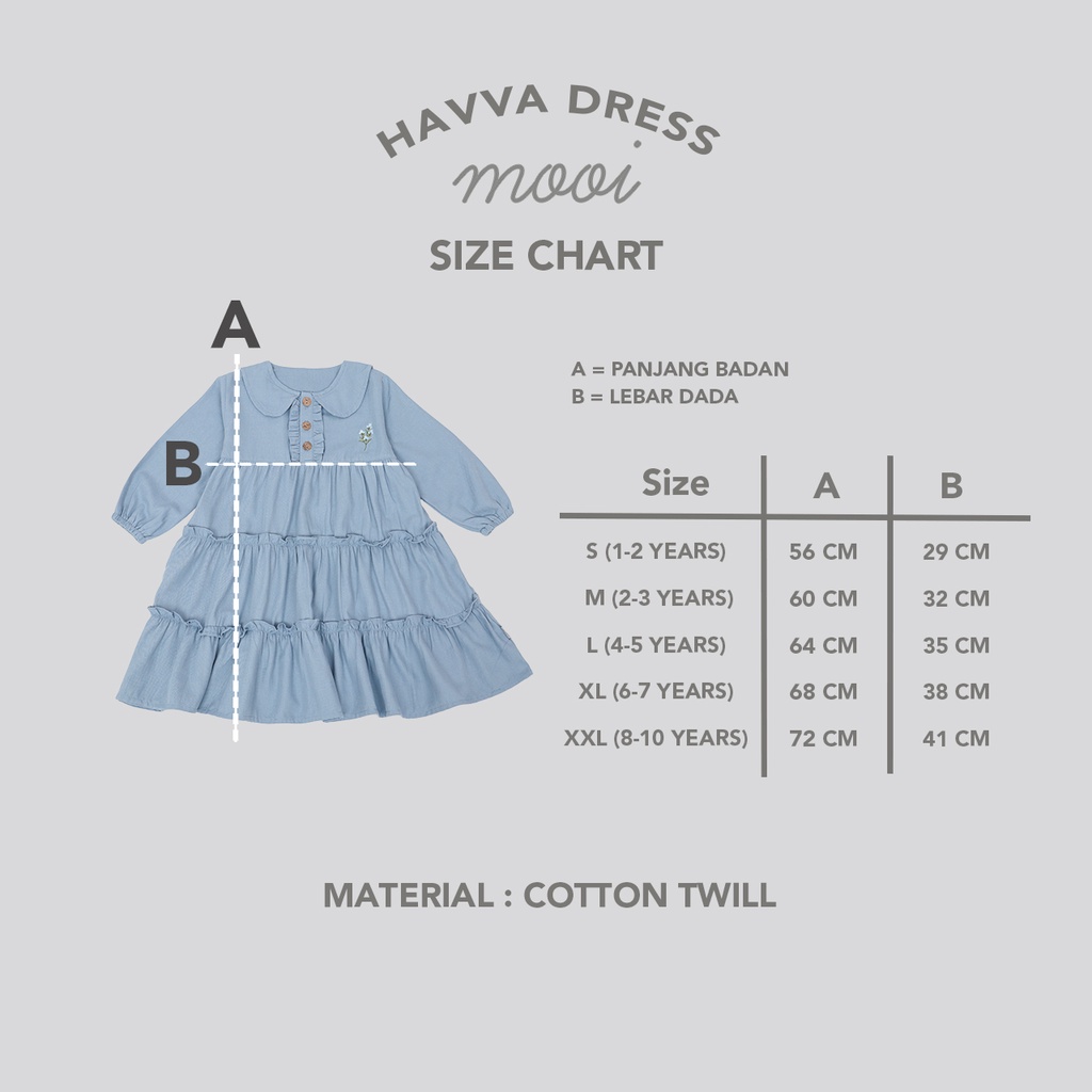 Mooi Havva Dress 1-10 Tahun Dress Raya / Marwah Gamis Ruffle Lebaran Anak Perempuan Seri Raya Keluarga Pakaian Muslim CBKS