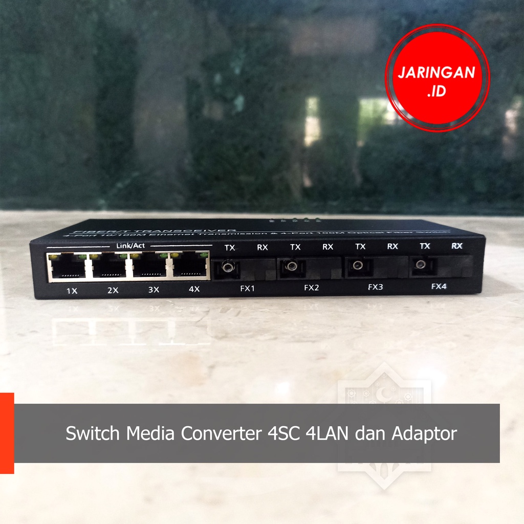 Switch Media Converter 4SC 4LAN dan Adaptor