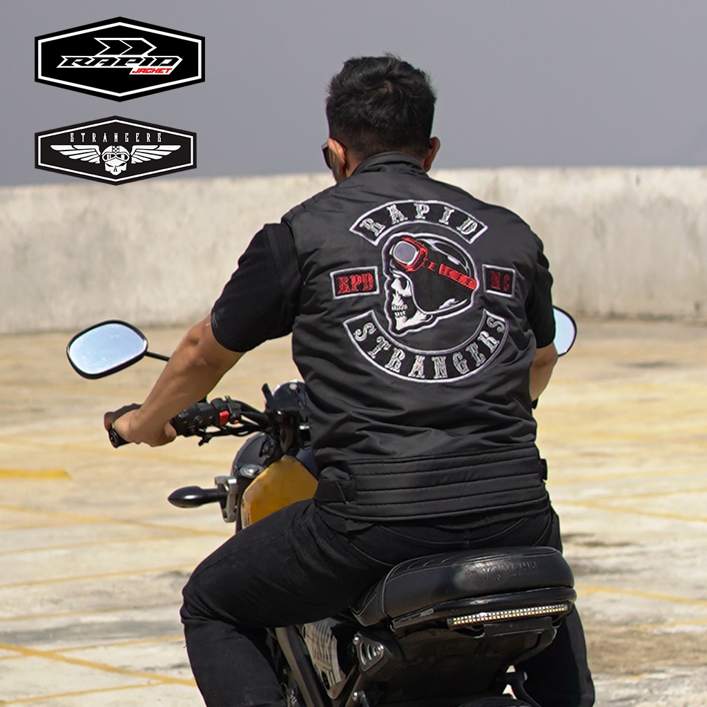 rompi motoran biker premium ROMPI RAPID BIKERS vest  motor full bordir tengkorak