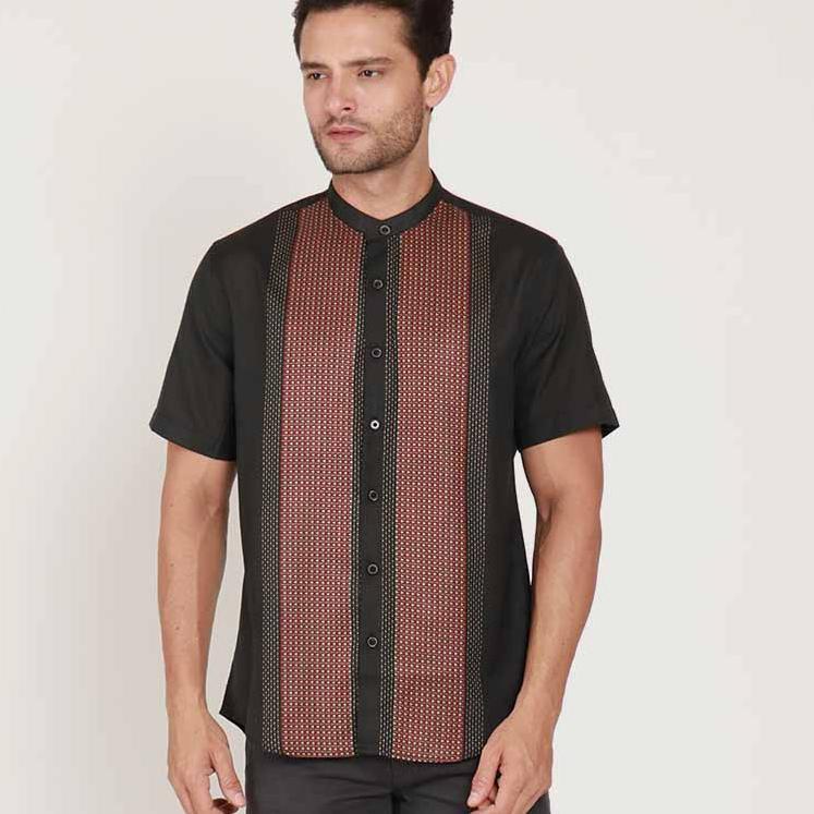 ✩ KOKO GUFRAN BLACK Kemeja Casual Formal Pria Lengan Pendek SS - Baju Atasan Top Man Muslim Shirt Ed