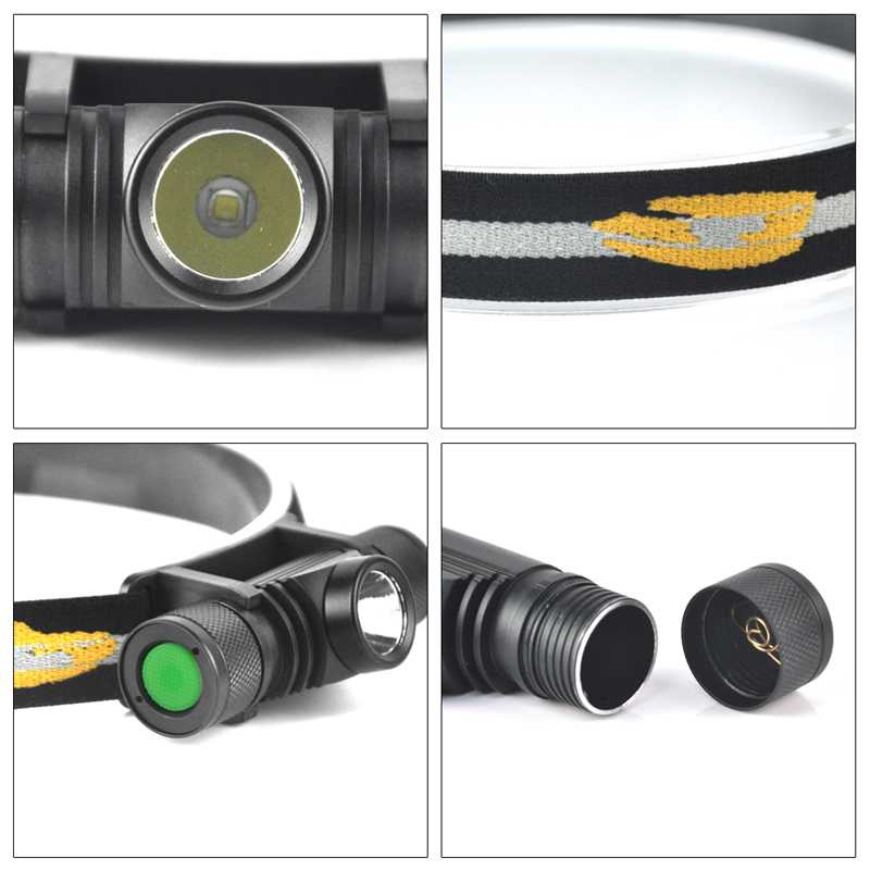 BORUIT Headlamp Senter Kepala Flashlight Headlight LED XML L2 USB Reachargeable