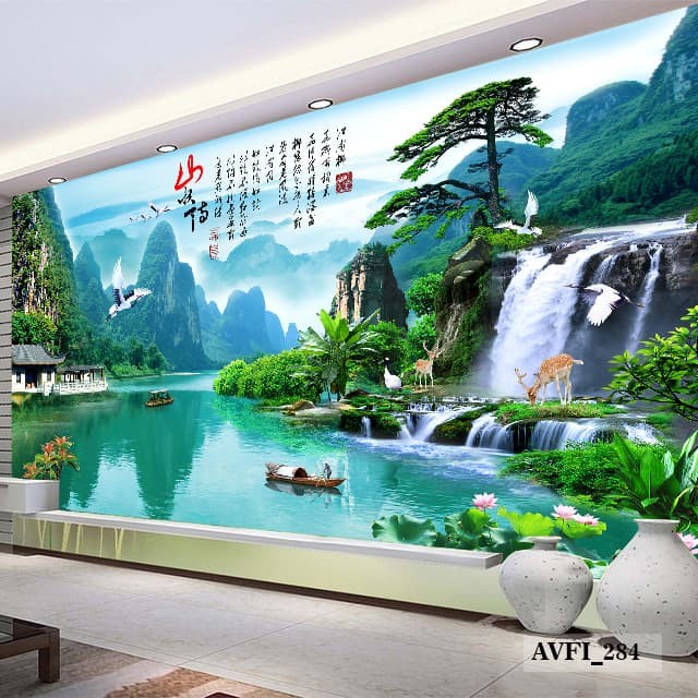 WALLPAPER DINDING CUSTOM 3D AIR TERJUN- WALLPAPER CUSTOM MOTIF ALAM