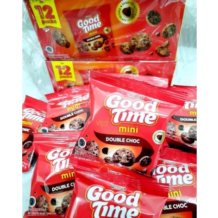 

Good Time MINI Cookies Double Choco BOX 12 pak Snack Coklat Murah Enak