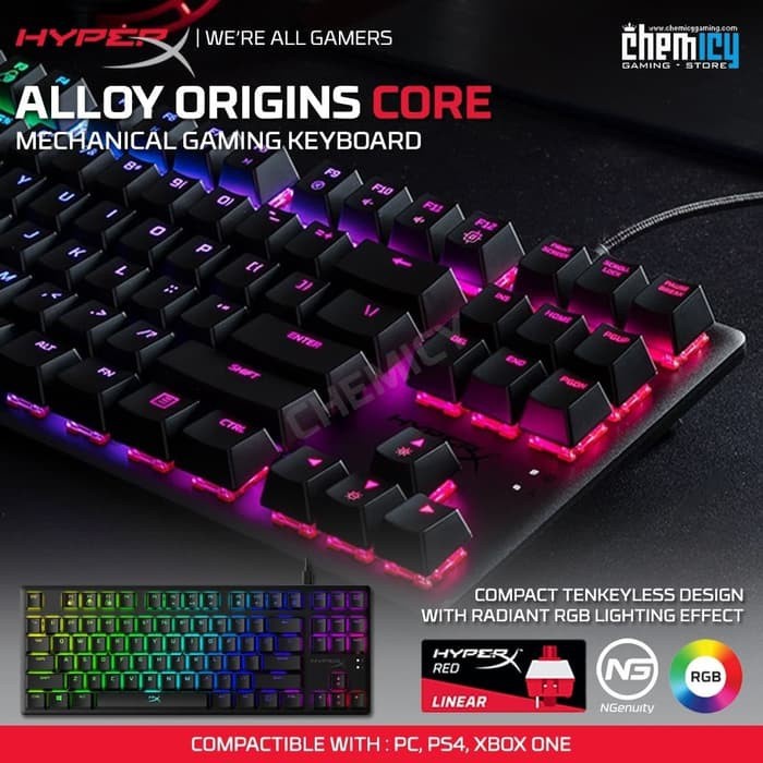 Terlaris Hyperx Alloy Origins Core Rgb Tkl Mechanical Gaming Keyboard