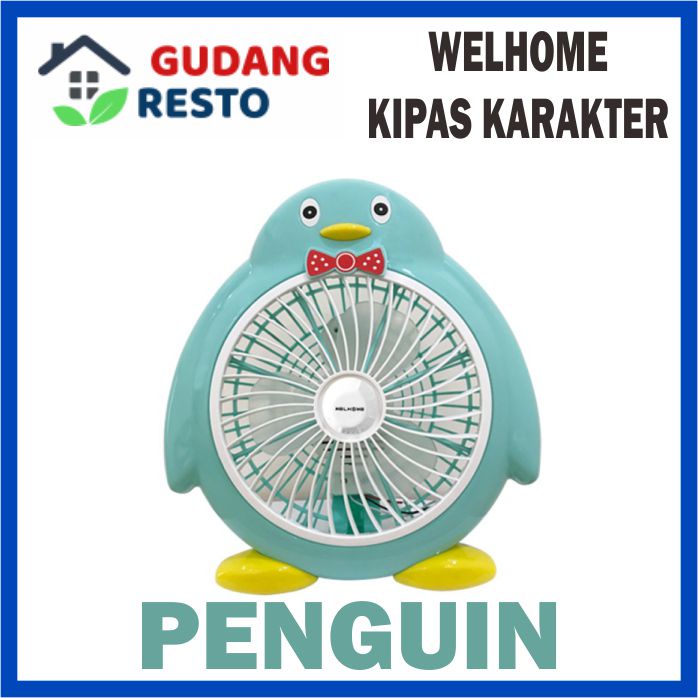 WELHOME KIPAS ANGIN KARAKTER 10 INCH DESK FAN / BOX FAN / KIPAS MEJA LUCU LISTRIK PORTABLE 10&quot;