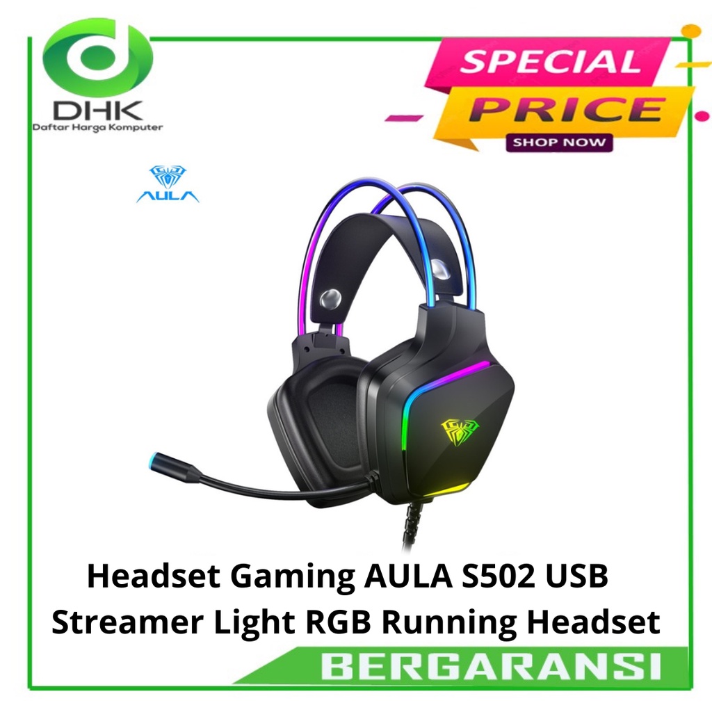 Headset Gaming AULA S502 USB Streamer Light RGB Running Headset
