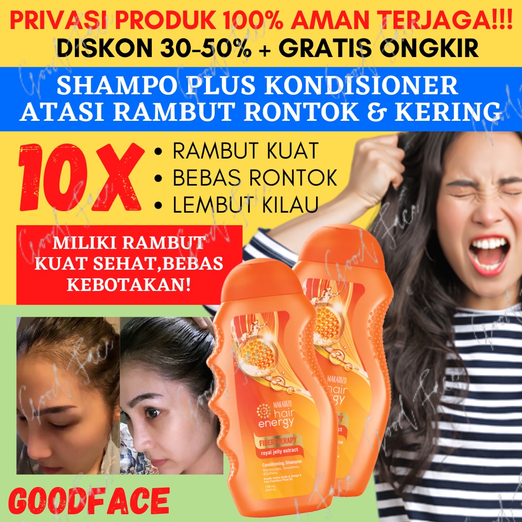 SHAMPO RAMBUT RONTOK MAKARIZO HAIR ENERGY FIBERTHERAPY CONDITIONING SHAMPO 170ML OLIVE