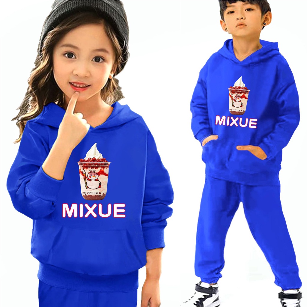 MIXUE ICE CREAM Sweater Hoodie Lengan Panjang Anak Atasan Dan Setelan Usia 4-13+Tahun  bisa Bayar Ditempat COD