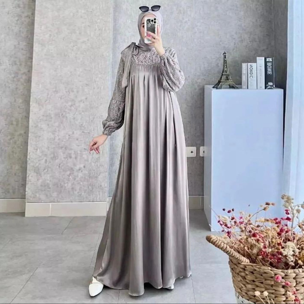 DRESS MAXI / SATIN MAXI DRESS / DRESS WANITA / DRESS SATIN