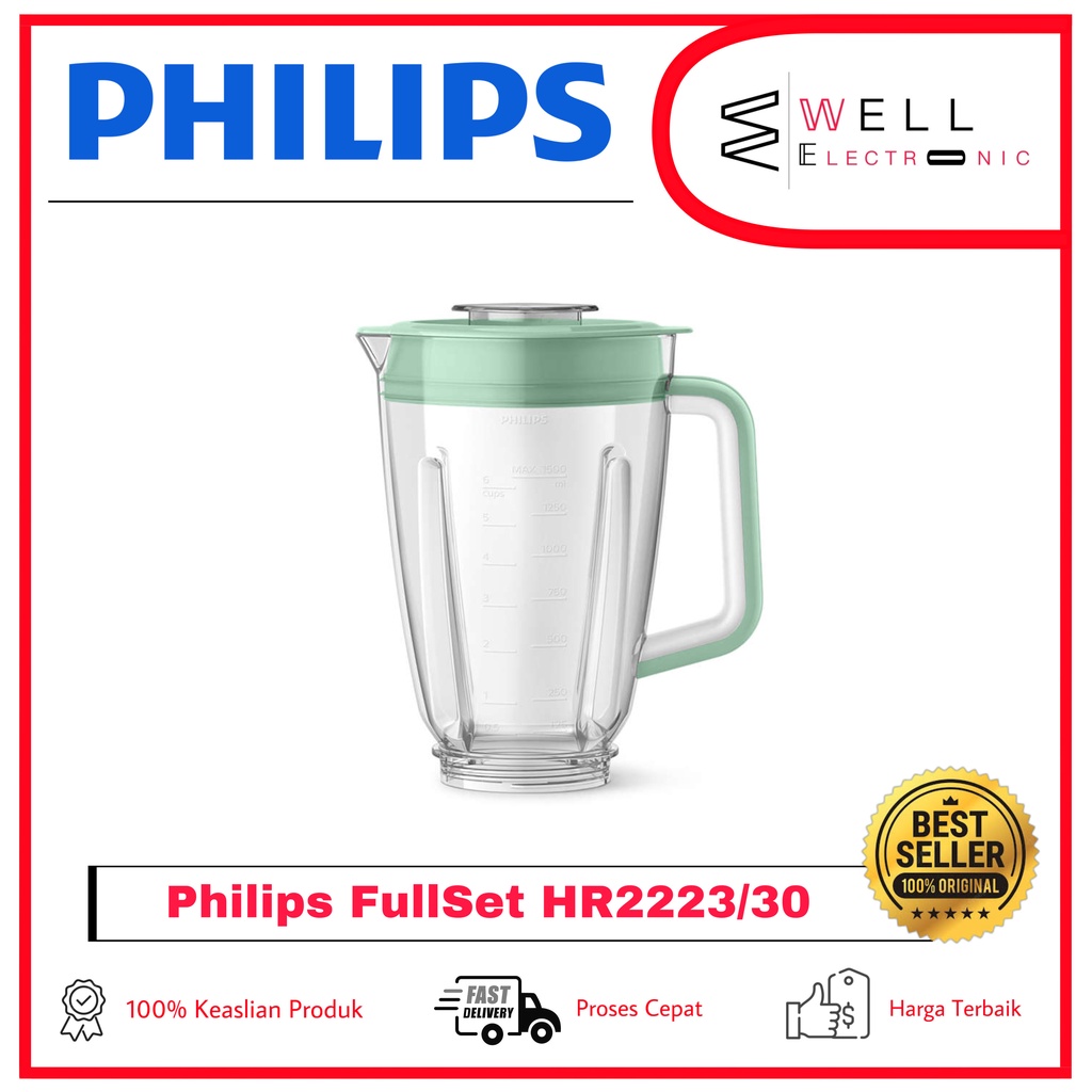 BLENDER PHILIPS PLASTIK HR2223/30 HIJAU HR 2223 GARASI RESMI 2 TAHUN