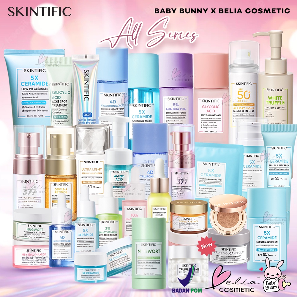 ❤ BELIA ❤ SKINTIFIC 5X All Series | 5X Ceramide Barrier Repair Series | Ceramide Low pH Cleanser | 10% Niacinamide | Glycolic Acid Salicylic Acid Acne Spot Treatment Gel | Crystal Massager | White Truffle | Hyaluronic Acid | BPOM