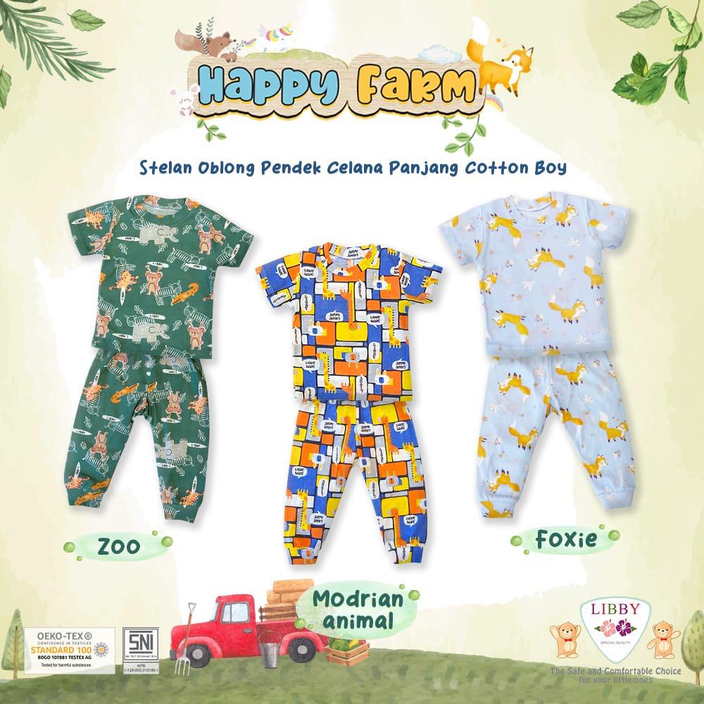 Libby Setelan Oblong NB-XXL Setelan Tipis Pendek Panjang Happy Farm Boy Girl Series Super Lembut