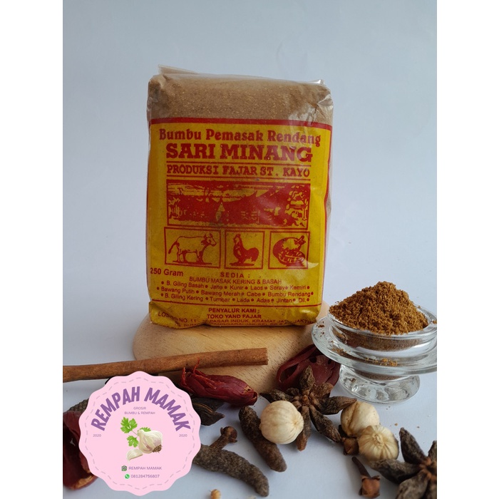 

Bumbu Pemasak Rendang / Bumbu Rendang Sari Minang 250Gr 020