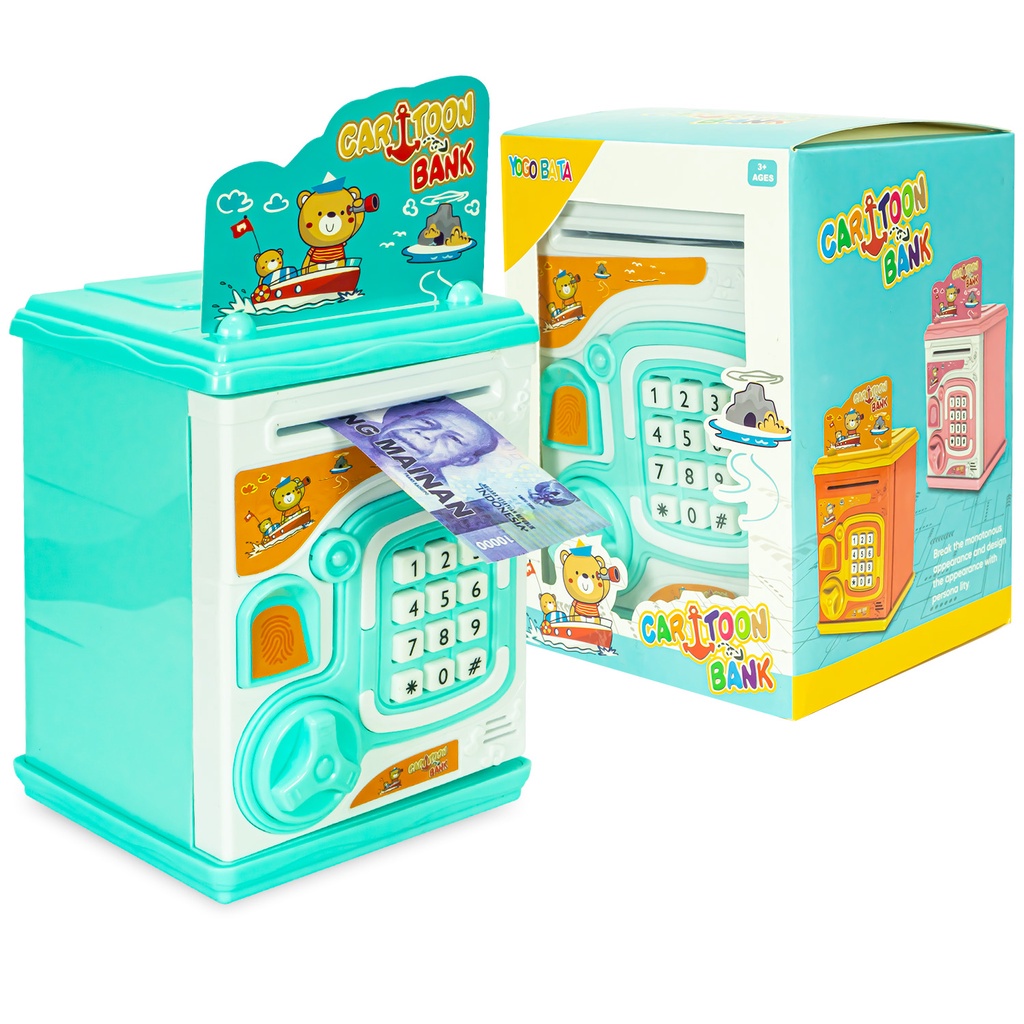 CELENGAN FINGERPRINT MAINAN CARTOON BANK EDUKASI MONEY SAFE BOX