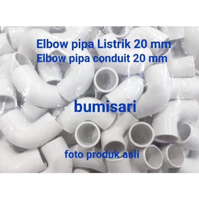 Elbow pipa conduit listrik 20 mm warna putih / Elbow conduit
