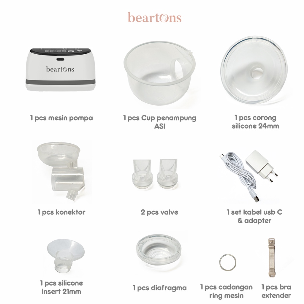 BEARTONS MIEL Pompa ASI Elektrik Handsfree Wearable Breast Pump by BEBETONS