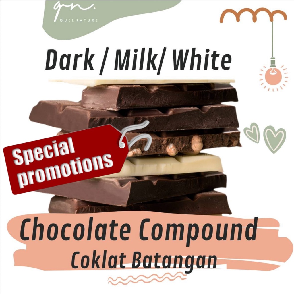 Chocolate Compound / Coklat Batangan (Dark/Milk/White) Premium Custom